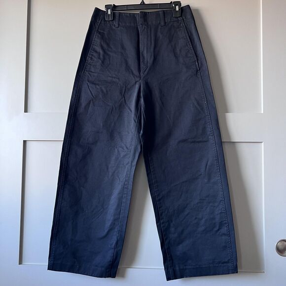 Uniqlo Pants - Uniqlo U Pants Women 8 Black Cotton Wide Leg High Rise Chino Casual Wear Classic